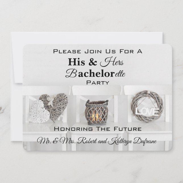 Charming His & Hers Bachelor/Bachelorette Party Invitation (Front)