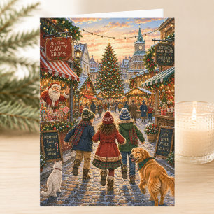 Charming Holiday Christmas Market Merry Christmas Card