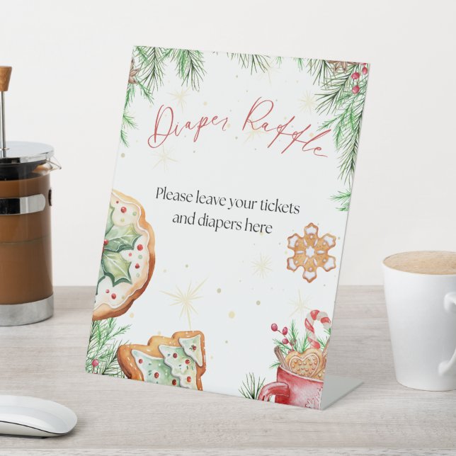 Charming Holiday Diaper Raffle Pedestal Sign (In SItu)