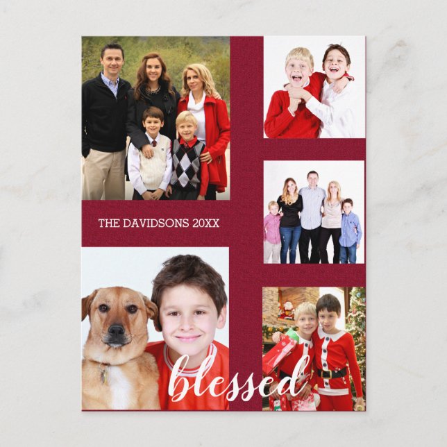 Charming Holiday Family Photo Collage Monogram (Front)