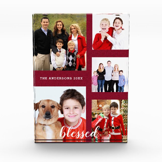 Charming Holiday Family Photo Collage Monogram (Front)