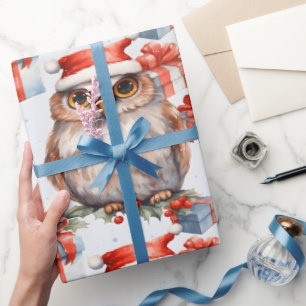 Charming holiday wrapping paper adorned with owls