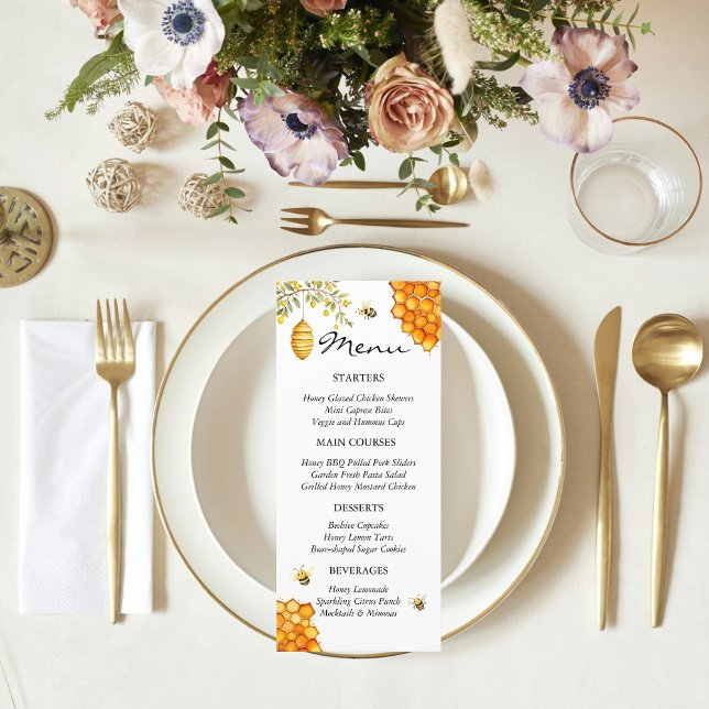 Charming Honey  Bee Bear Baby Shower  Menu (Creator Uploaded)