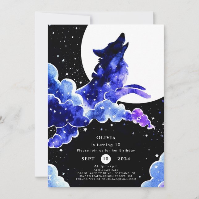 Charming Howling Wolf Birthday Invitation (Front)