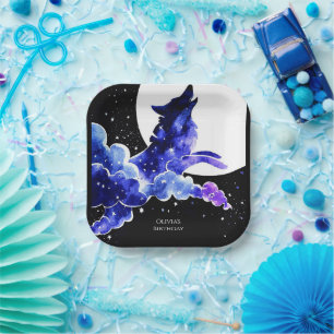 Charming Howling Wolf Birthday Paper Plate