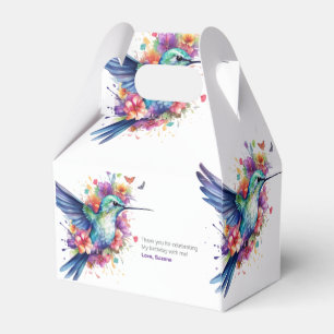 Charming Hummingbird Floral Bouquet Birthday Party Favour Box