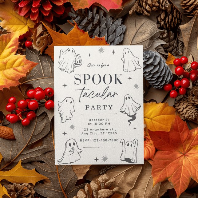 Charming Illustrated Ghosts for a Fun Halloween  Invitation (Creator Uploaded)