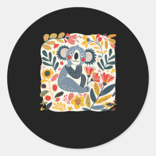 Charming Illustration Of A Koala Surrounded Classic Round Sticker