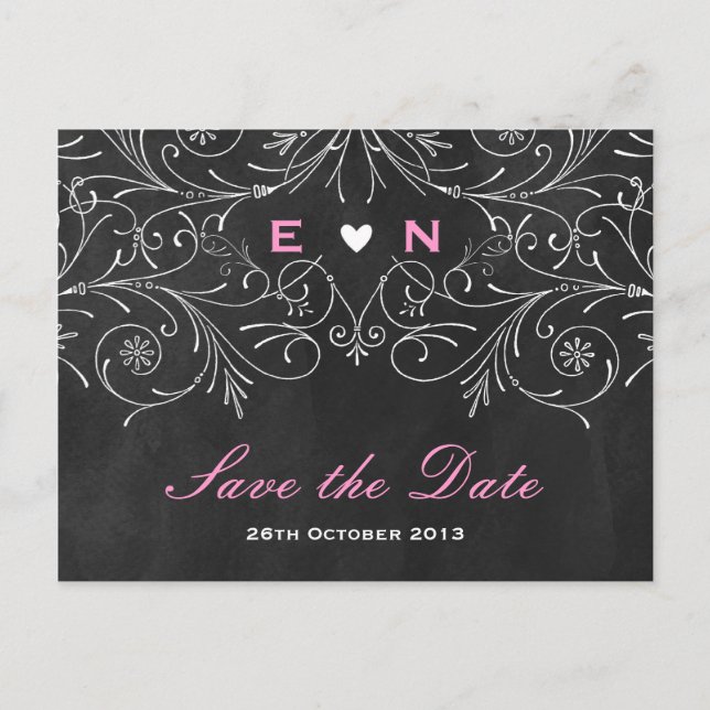 Charming Initials Save the Date Postcard (Front)