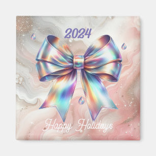Charming Iridescent Bow Year Accent Magnet