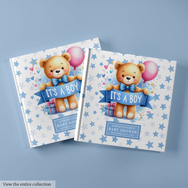 Charming It’s a boy teddy bear guest book keepsake (Charming It’s a boy teddy bear guest book keepsake idea)