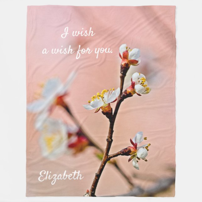Charming Japanese Apricot Blossoms Fleece Blanket (Front)