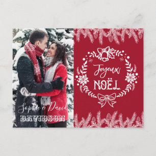 Charming JOYEUX NOËL Typography Pine Photo Invitation Postcard
