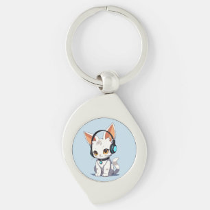 Charming Kawaii Cat Design Key Ring
