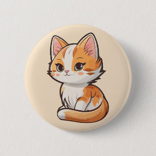 Charming Kawaii Kitten 6 Cm Round Badge