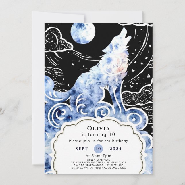 Charming Kids' Wolf Birthday Invitation (Front)