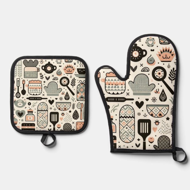 Charming Kitchen Essentials Oven Mitt and Pot Hold Oven Mitt & Pot Holder Set (Front)