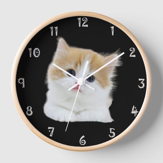 Charming Kitten Adorable Timepiece Wall Clock (Front)
