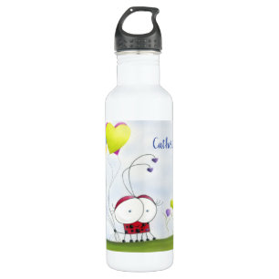 Charming Ladybug with Colourful Heart Balloons 710 Ml Water Bottle