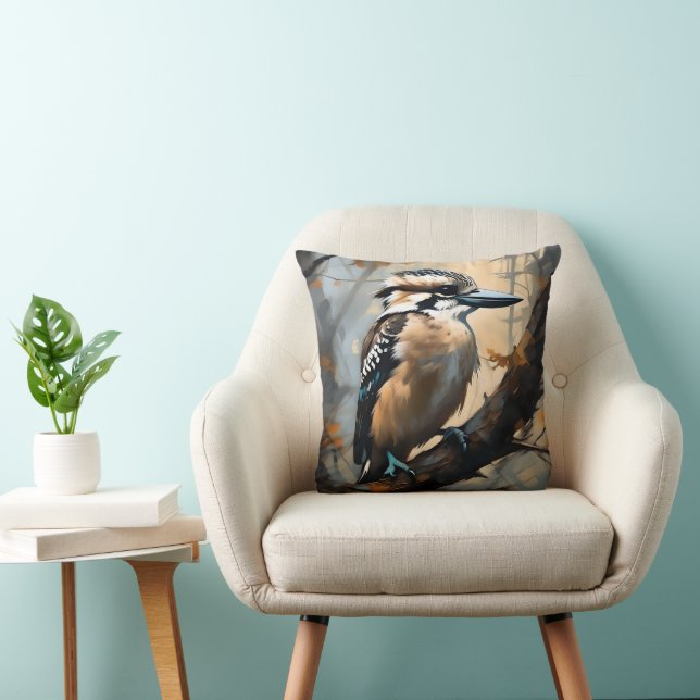 Charming Laughter: Kookaburra in Oil Paint Cushion (Chair)