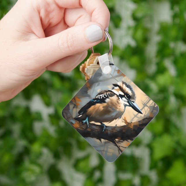 Charming Laughter: Kookaburra in Oil Paint Key Ring (Hand)