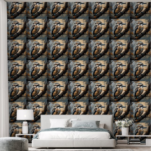 Charming Laughter: Kookaburra in Oil Paint Wallpaper (Bedroom)