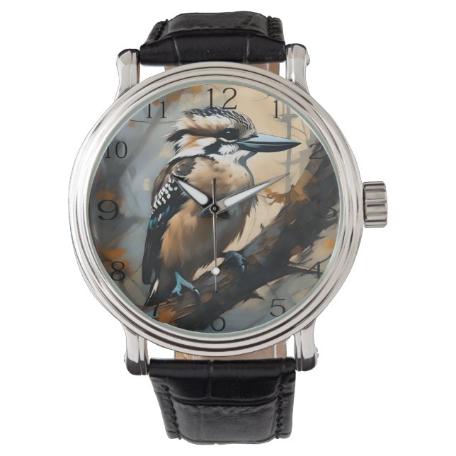 Charming Laughter: Kookaburra in Oil Paint Watch (Front)