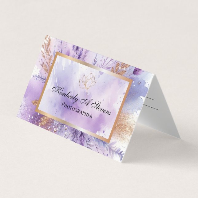 Charming Lavender Folded Appointment Business Card (Front)