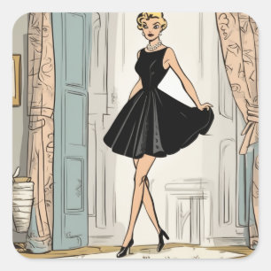 Charming LBD Fashion Decal Square Sticker