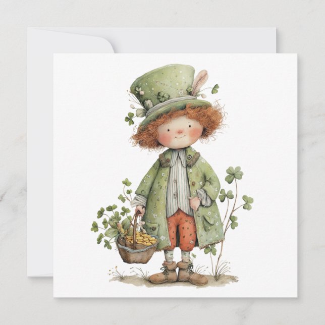 Charming Leprechaun Happy St Patrick's Day Card (Front)