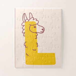 Charming Letter "L" Llama Alphabet Art  Jigsaw Puzzle
