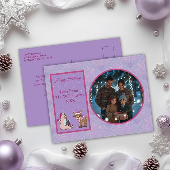 Charming Lilac Family Photo Holiday Postcard (Creator Uploaded)