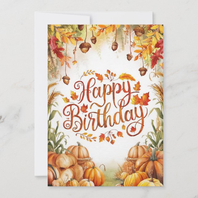 Charming Little Cosy Autumn Fall Happy Birthday  Card (Front)