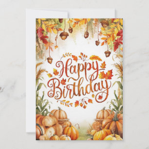 Charming Little Cosy Autumn Fall Happy Birthday  Card