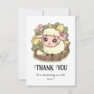 Charming Little Sheep Baby Shower Thank You Card