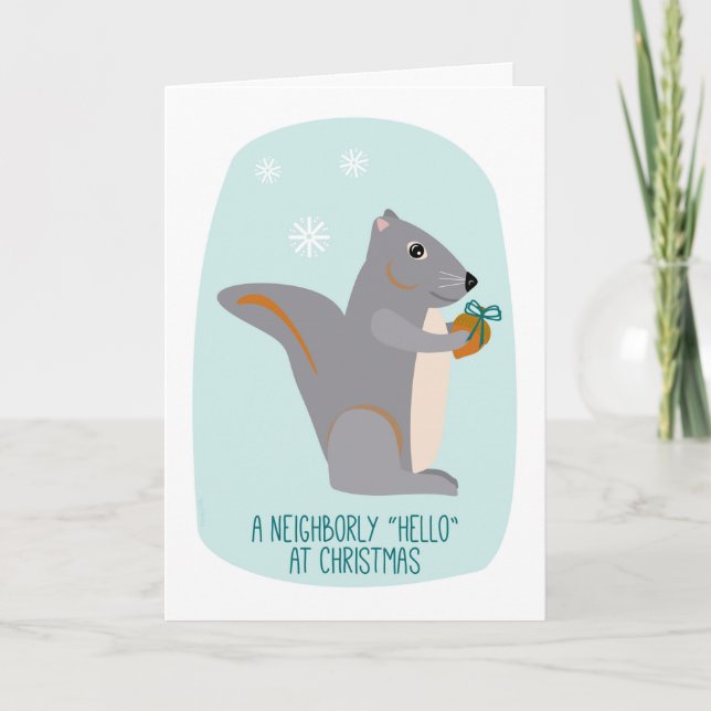Charming Little Squirrel Christmas for Neighbour Holiday Card (Front)