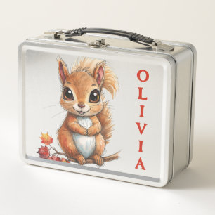 "Charming Little Squirrel Metal Lunch Box