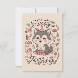 Charming Little Wolf Digital Birthday Card