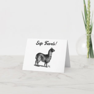 Charming Llama Sketch, Cute Animal Ink Drawing Card