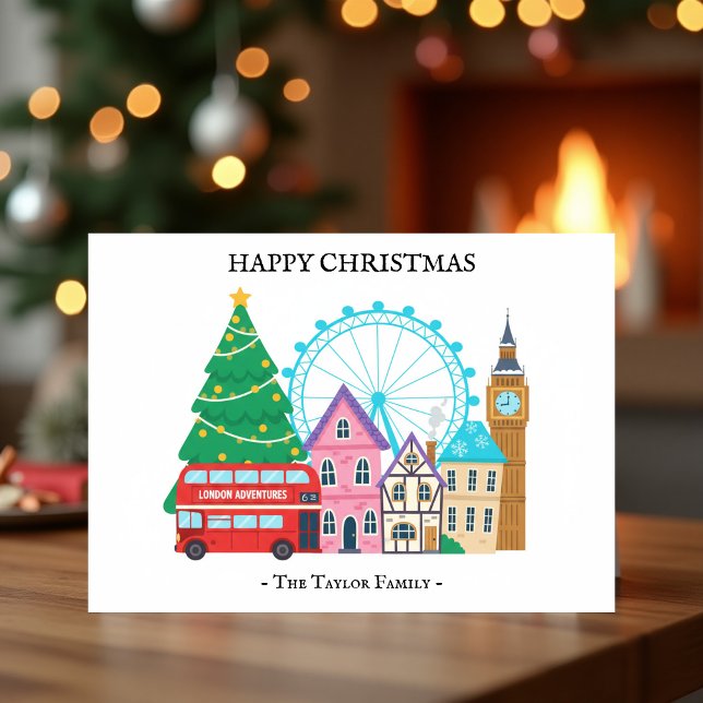 Charming London Christmas City Scene Holiday Card (Charming London Christmas City Scene Holiday Post Card)