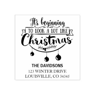 Charming Look A Lot Like Christmas Typography Rubber Stamp