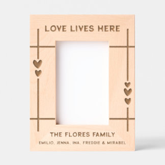 Charming Love Lives Here Hearts Family Etched Frames