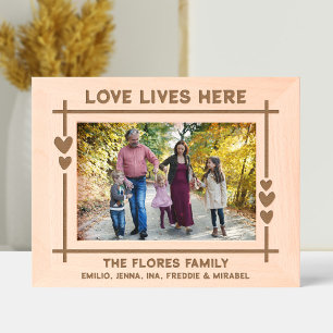 Charming Love Lives Here Hearts Family  Etched Frames