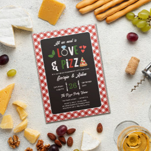 Charming Love & Pizza Engagement party Invitation