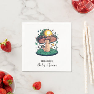 Charming Lovely Mushroom Baby Shower Napkin