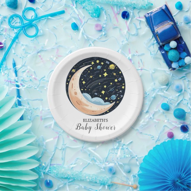 Charming Lovely Stars Baby Shower Paper Plate (Party)