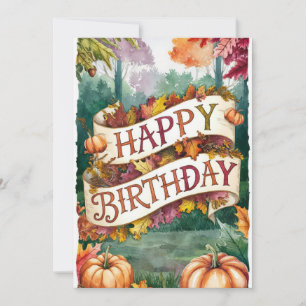 Charming Lovely Wish Autumn Fall Happy Birthday Card