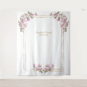 Charming Magnolia Bloom Photo Booth Wedding Tapestry