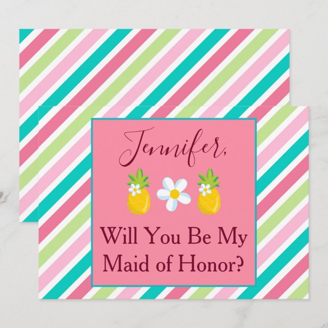 Charming Maid of Honour Proposal Invitation (Front/Back)