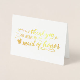 Charming Maid of Honour Thank You Foil Card
